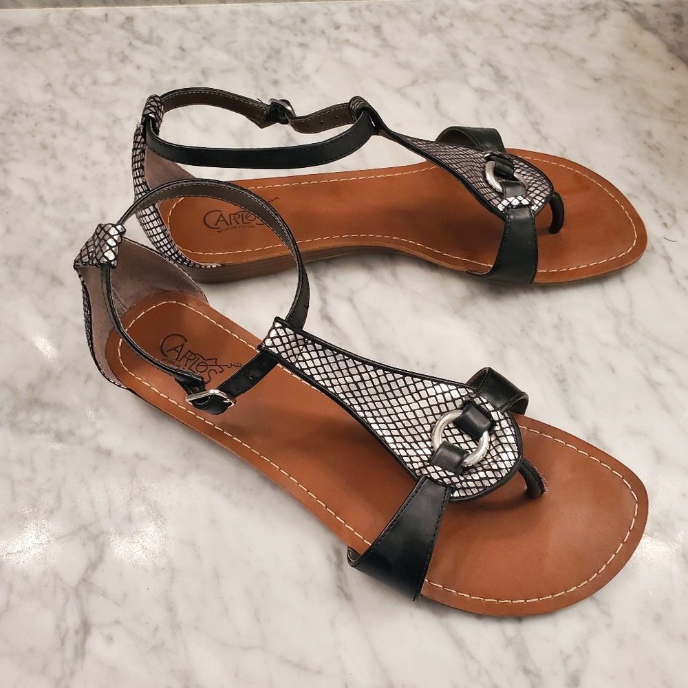 Carlos by Carlos Santana Sandals size 10M  in black and silver